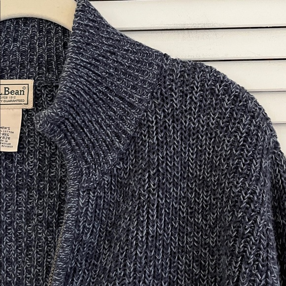 LL Bean Cardigan Zip Up Cotton Blue Size Medium - Picture 6 of 7